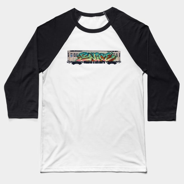 2N!CE Subway Car Baseball T-Shirt by raggraphx